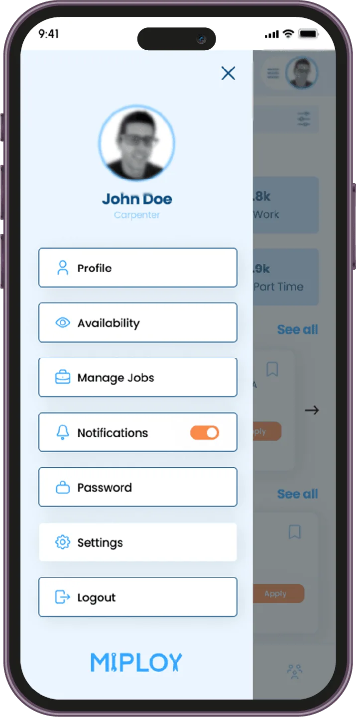 Worker Profile Menu